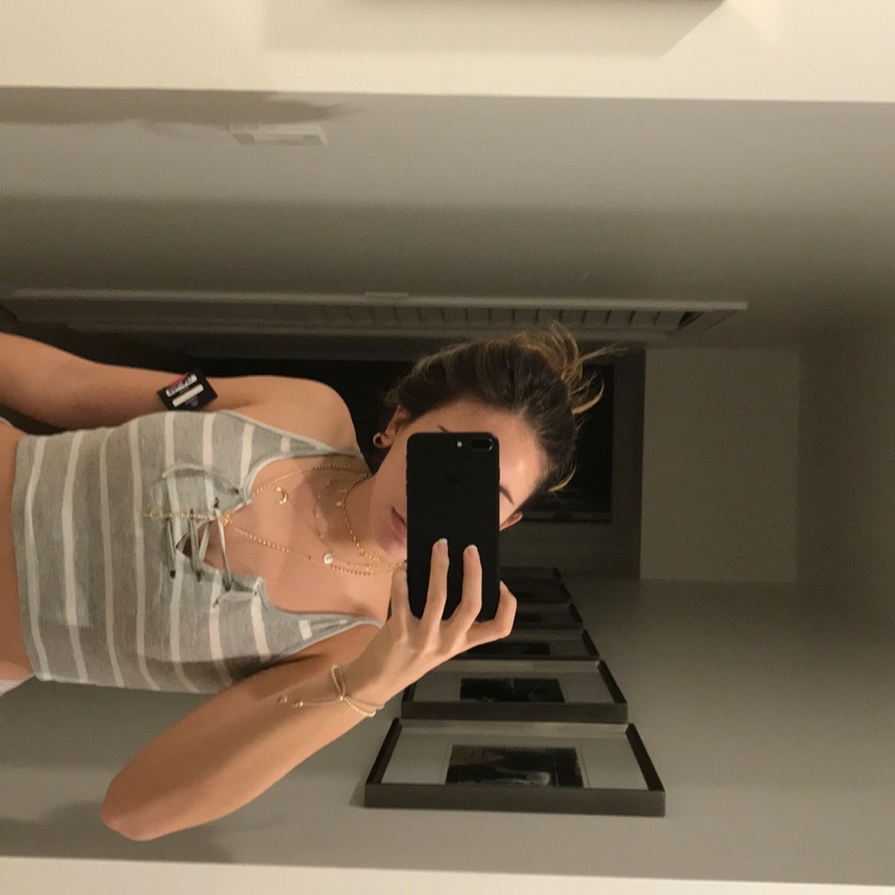 Striped grey crop top